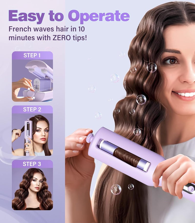 Casavok Hair Crimpers and Wavers with Cool Airflow Styling, Beach Waver Curling Iron with 4 Adjustable Curl, Anti-Scald Crimper Hair Tool for Women, 8s Smart Timer, Fast Heating, 100 Million Ions, LCD - Image 4